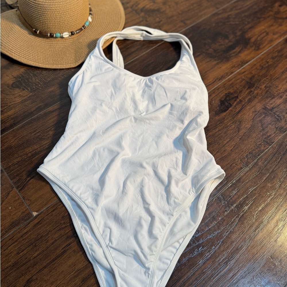 Xhilaration White Halter One Piece Swimsuit